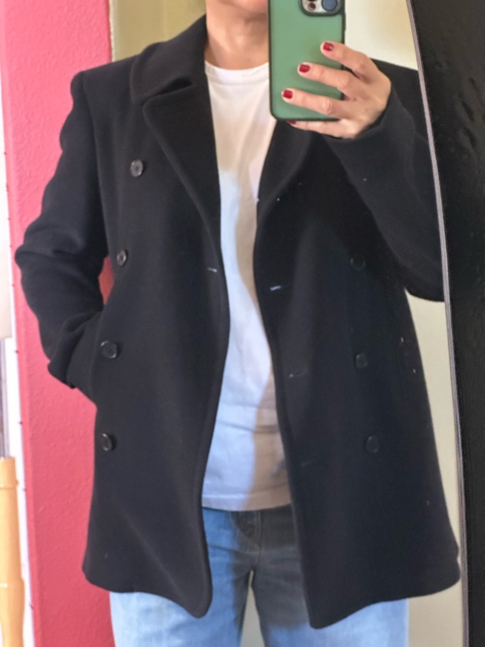 RICHARD TYLER Collection Black Wool Cashmere Angora Double Breasted Jacket Italy